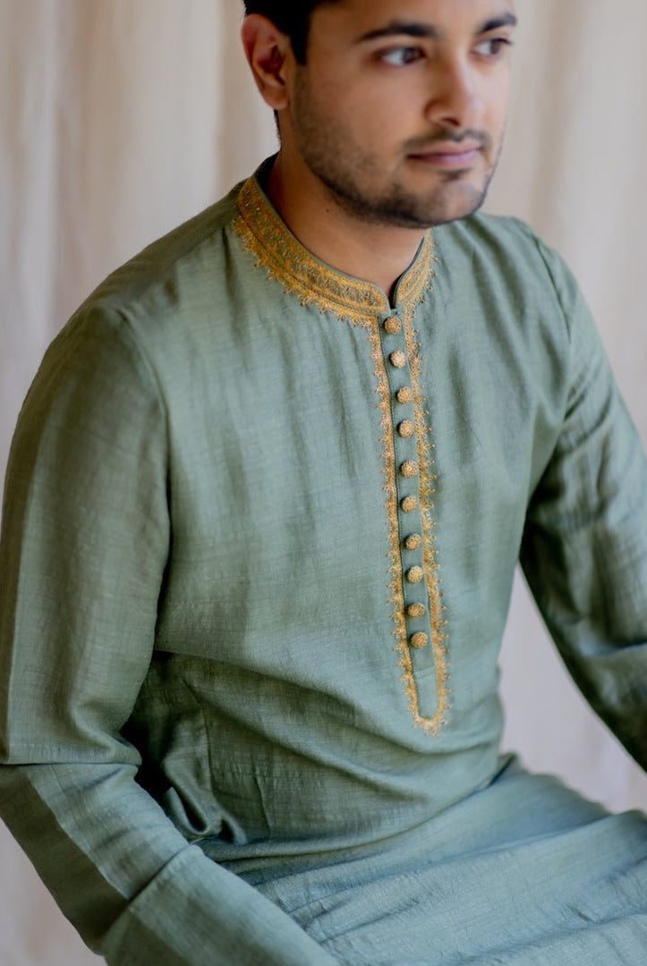 Olive Nawab Kurta - CiceroniNirjara