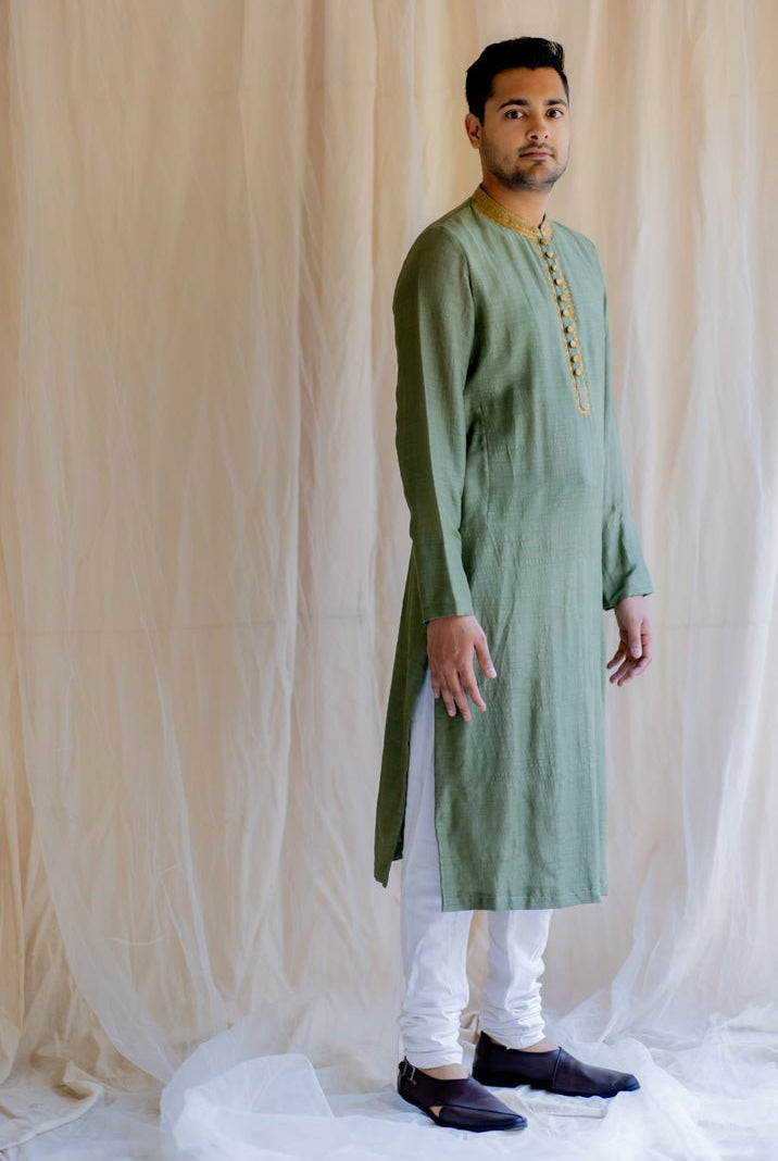 Olive Nawab Kurta - CiceroniNirjara