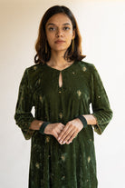 Olive Noorah Velvet Kurta (Set of 2) - CiceroniNirjara