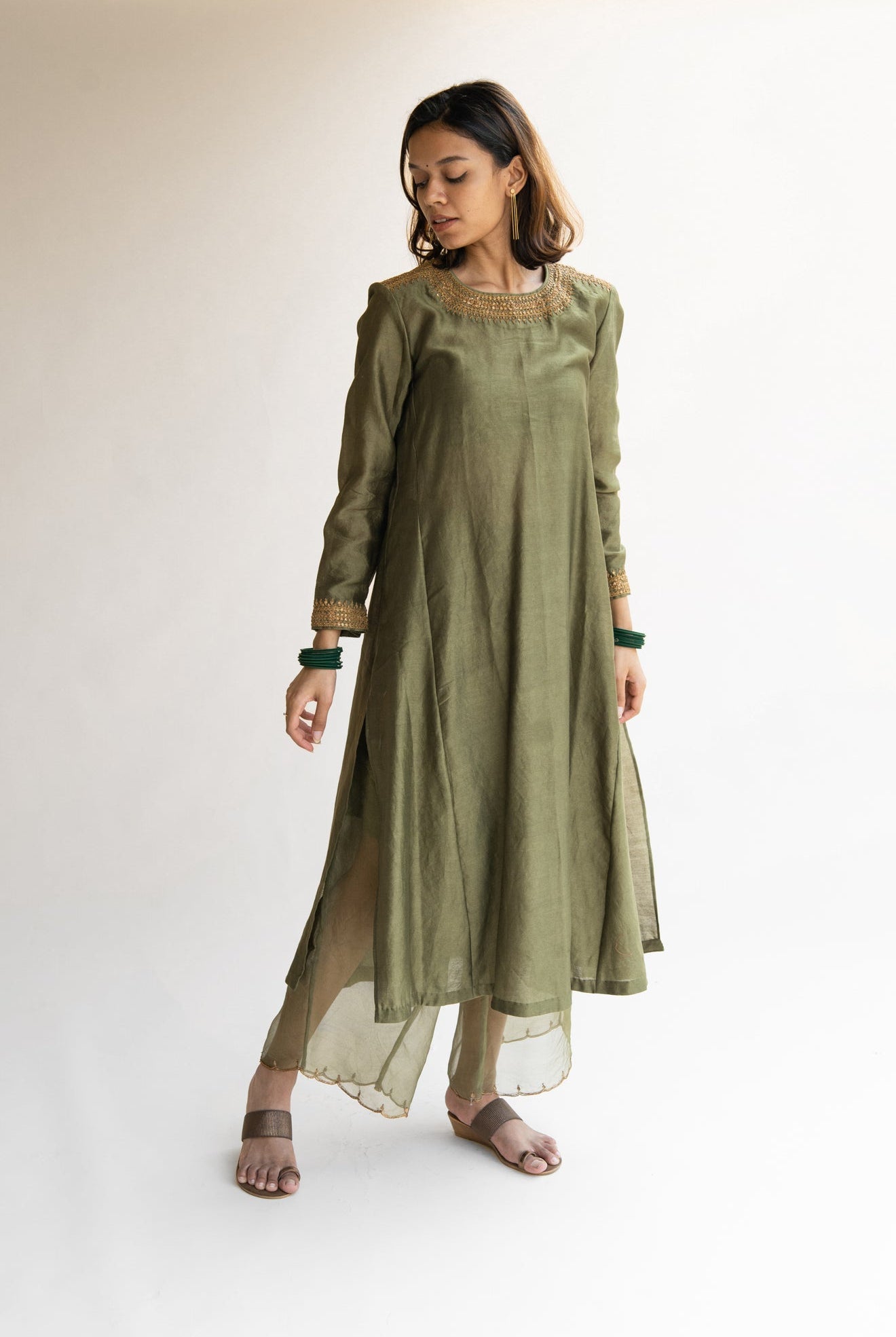 Olive Zeenat Kurta Set - CiceroniNirjara