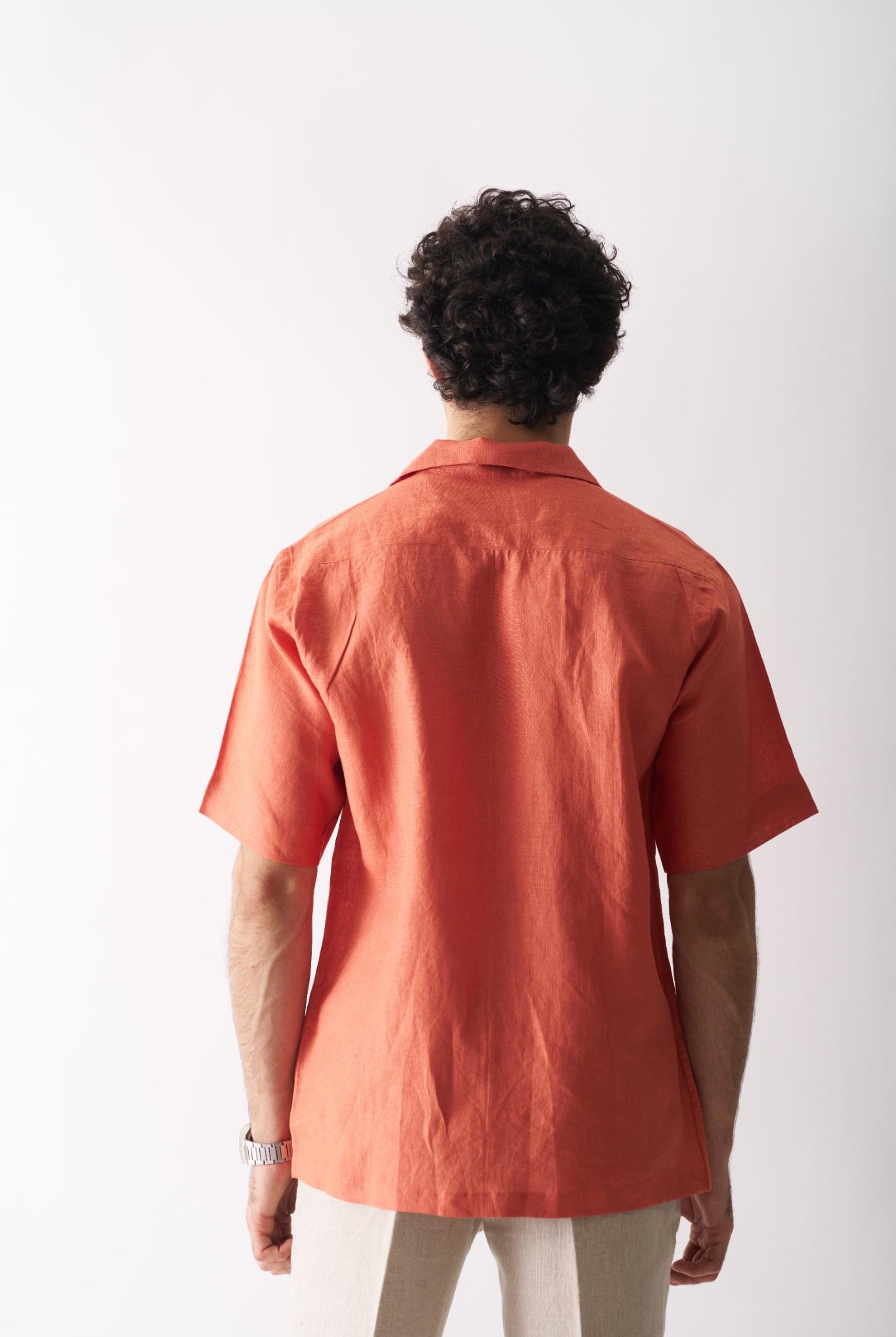 Orange Blossom - Mens Hand Embroidered Pure Linen Shirt - CiceroniShirtsCultura Studio