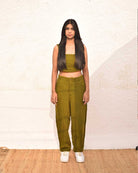 Organic Double Cloth Olive Green Tapered Leg Pant - CiceroniPantsSonica Sarna