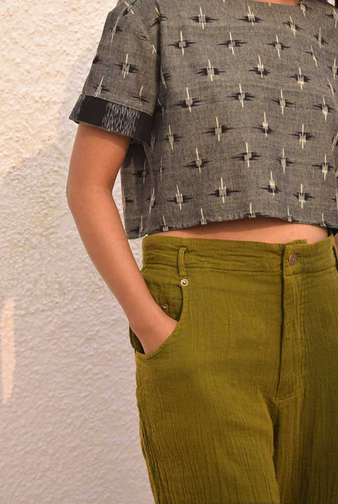 Organic Double Cloth Olive Green Tapered Leg Pant - CiceroniPantsSonica Sarna