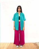 Organic Double Cloth Teal Half Sleeve Shirt - CiceroniShirtsSonica Sarna