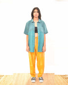 Organic Double Cloth Teal Half Sleeve Shirt - CiceroniShirtsSonica Sarna