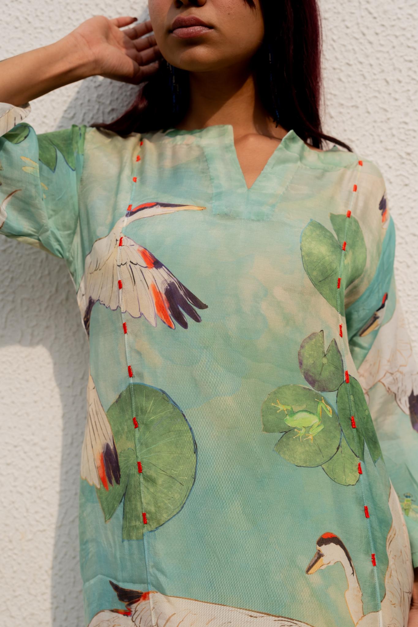 Oriental Cranes and Frogs Kurta Set - CiceroniKurta SetSilai Studio