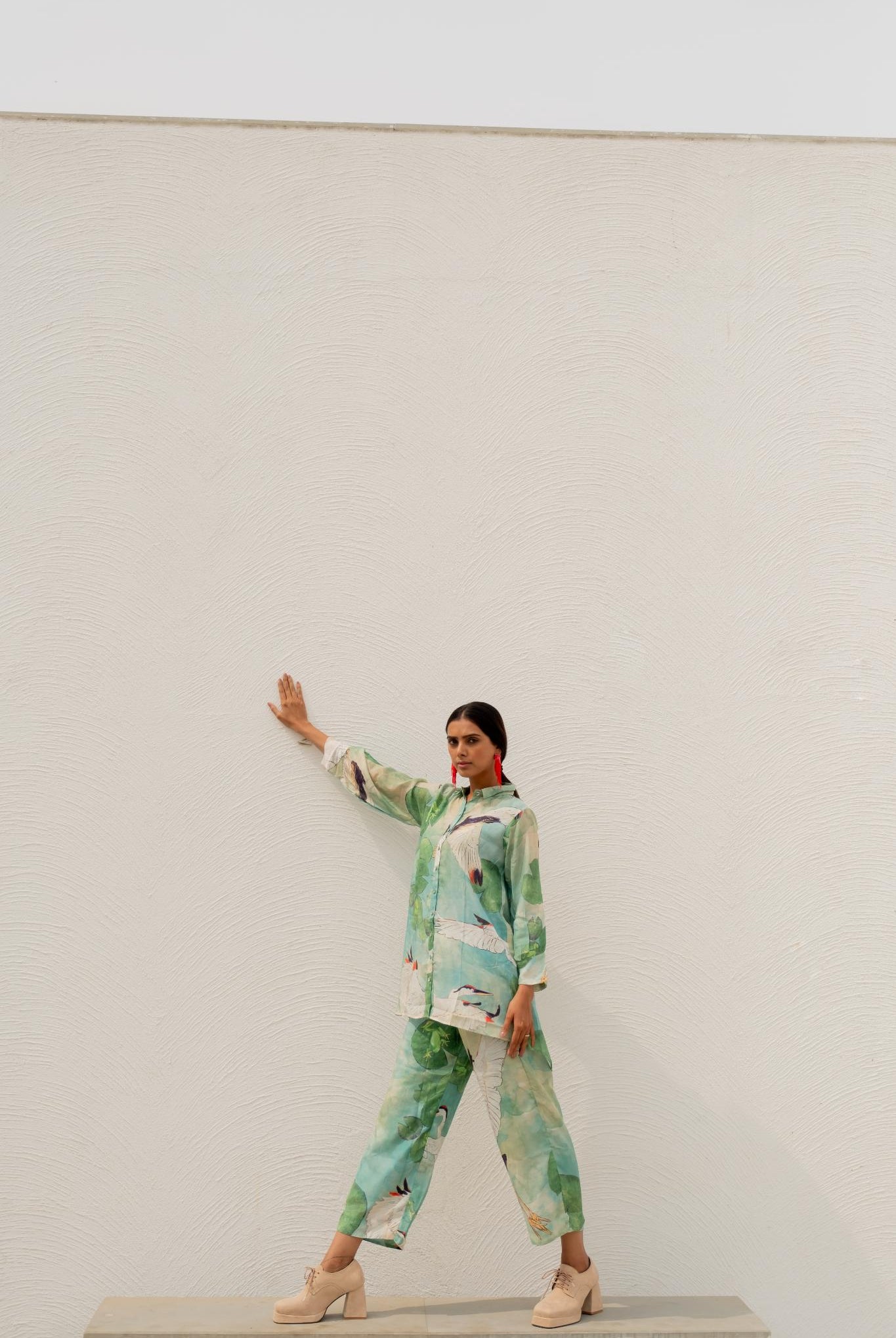 Oriental Cranes and Frogs Shirt Co-ord Set - CiceroniCo-ord SetSilai Studio
