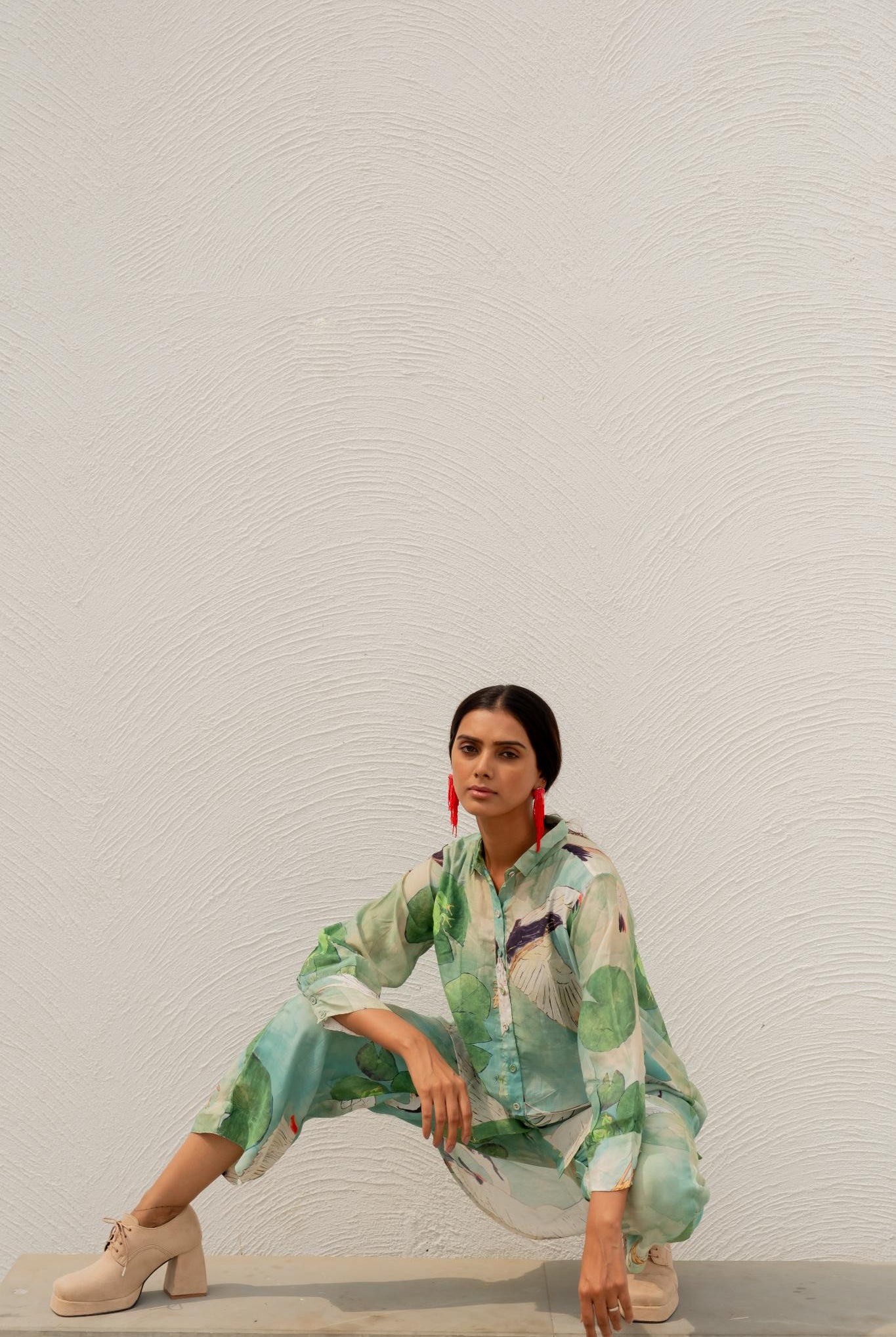 Oriental Cranes and Frogs Shirt Co-ord Set - CiceroniCo-ord SetSilai Studio
