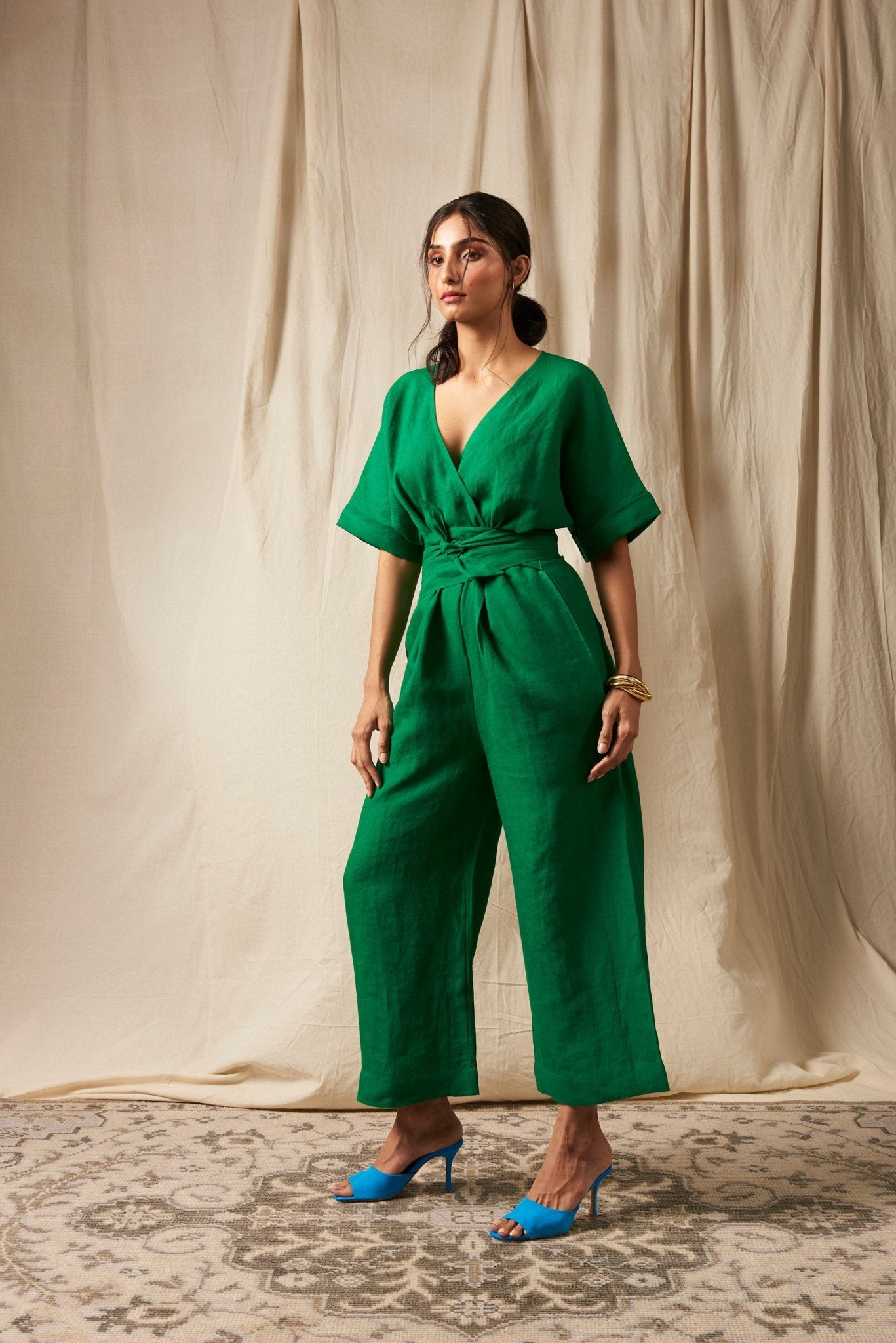 Panna Linen Wrapped Jumpsuit - CiceroniJumpsuitSaphed