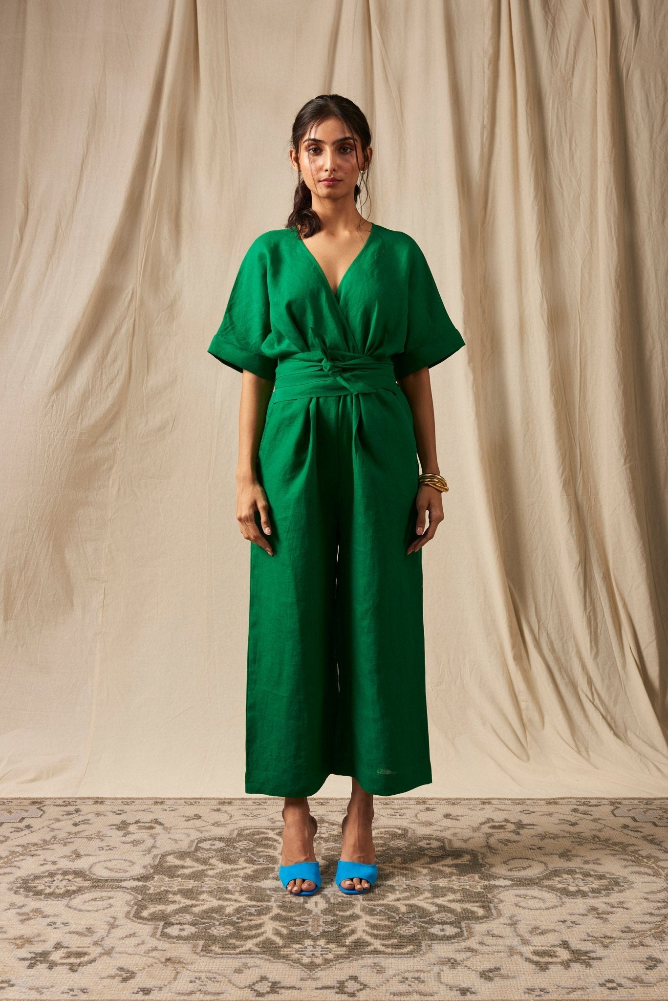 Panna Linen Wrapped Jumpsuit - CiceroniJumpsuitSaphed