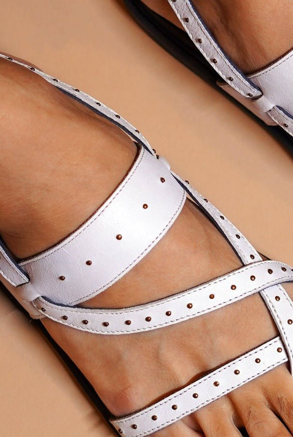 Pelle Bianco Riveto - CiceroniSandalsdmodot