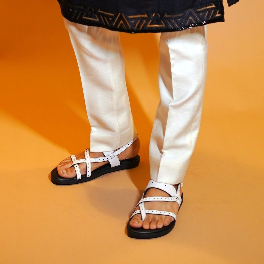 Pelle Bianco Riveto - CiceroniSandalsdmodot