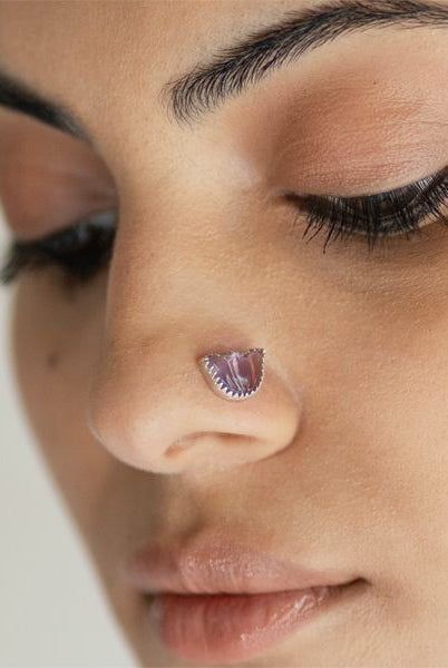 Pichwai Amethyst Lotus Nose Pin - CiceroniBaka