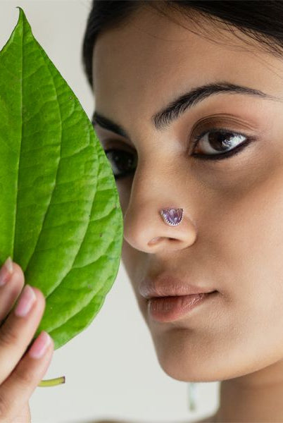 Pichwai Amethyst Lotus Nose Pin - CiceroniBaka