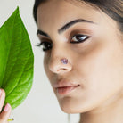 Pichwai Amethyst Lotus Nose Pin - CiceroniBaka