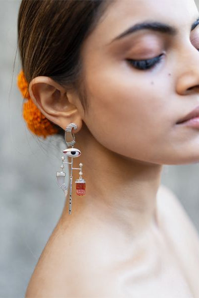 Pichwai Cow Horn Earrings - CiceroniEarringsBaka