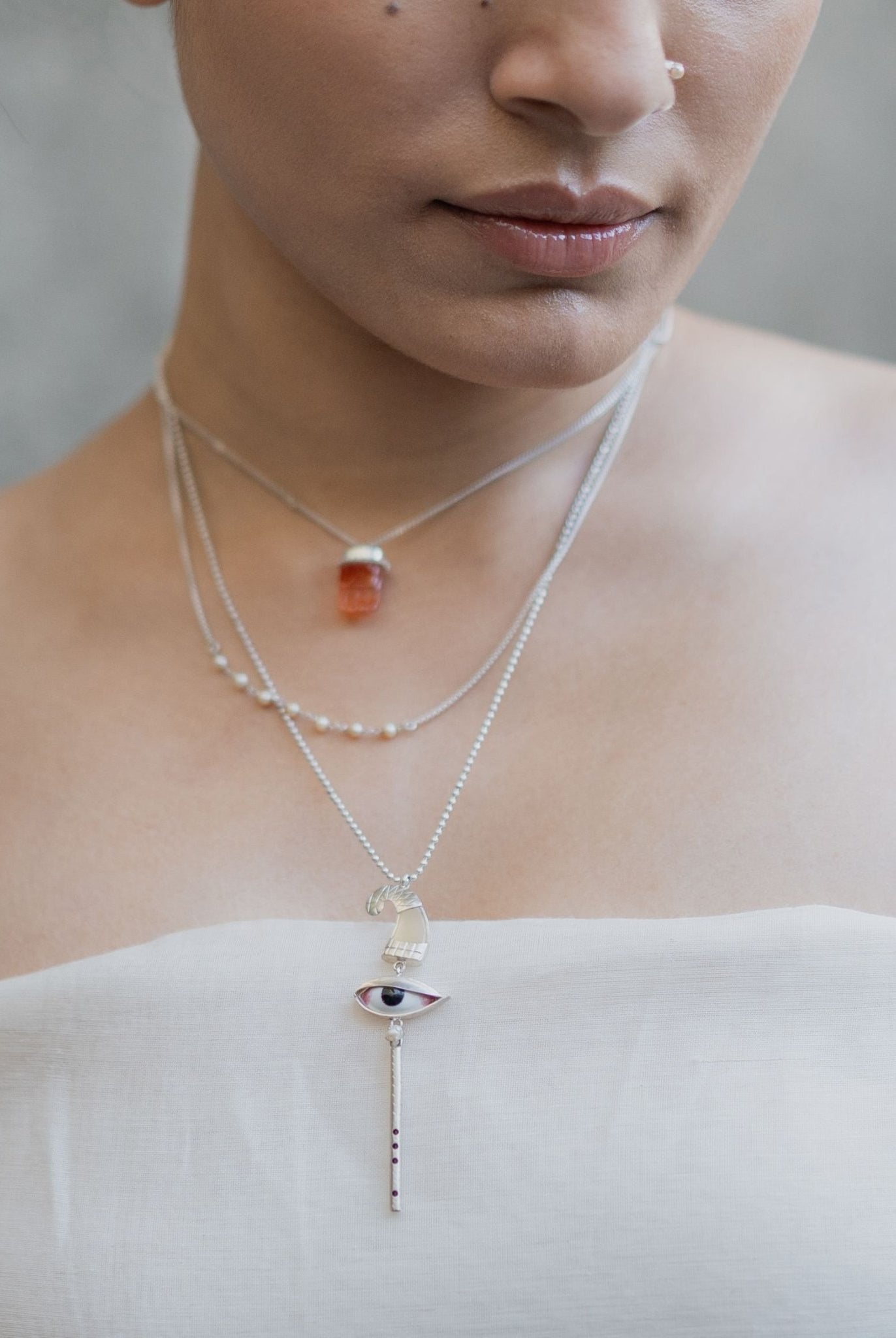 Pichwai Cow Horn Necklace - CiceroniBaka