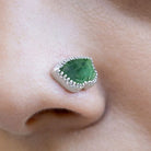 Pichwai Emerald Lotus Leaf Nose Pin - CiceroniBaka