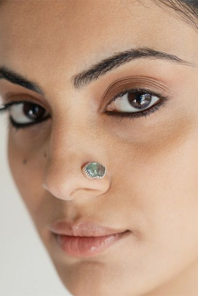 Pichwai Fluorite Leaf Nose Pin - CiceroniBaka