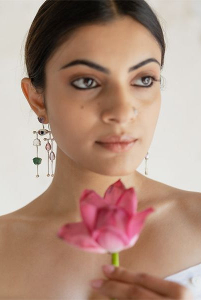 Pichwai Lotus Earrings - CiceroniEarringsBaka