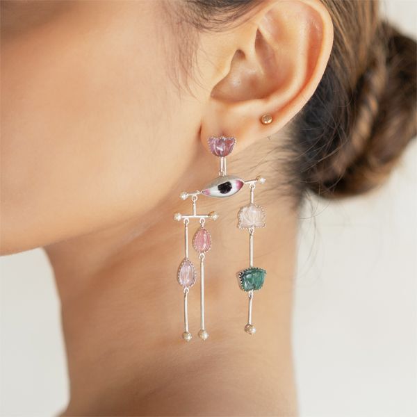 Pichwai Lotus Earrings - CiceroniEarringsBaka