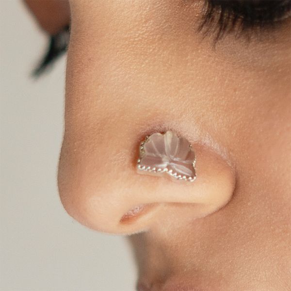 Pichwai Rose Quartz Lotus Nose Pin - CiceroniBaka