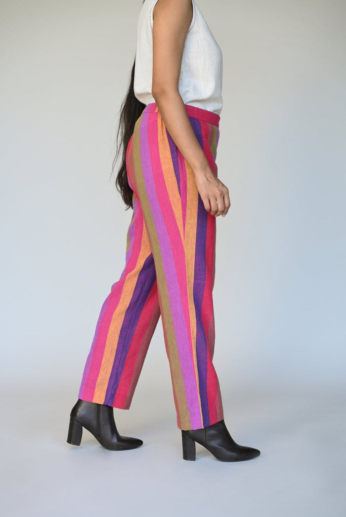 Pink Multi Stripe Straight Cut Pant - CiceroniPantsRang by Rajvi