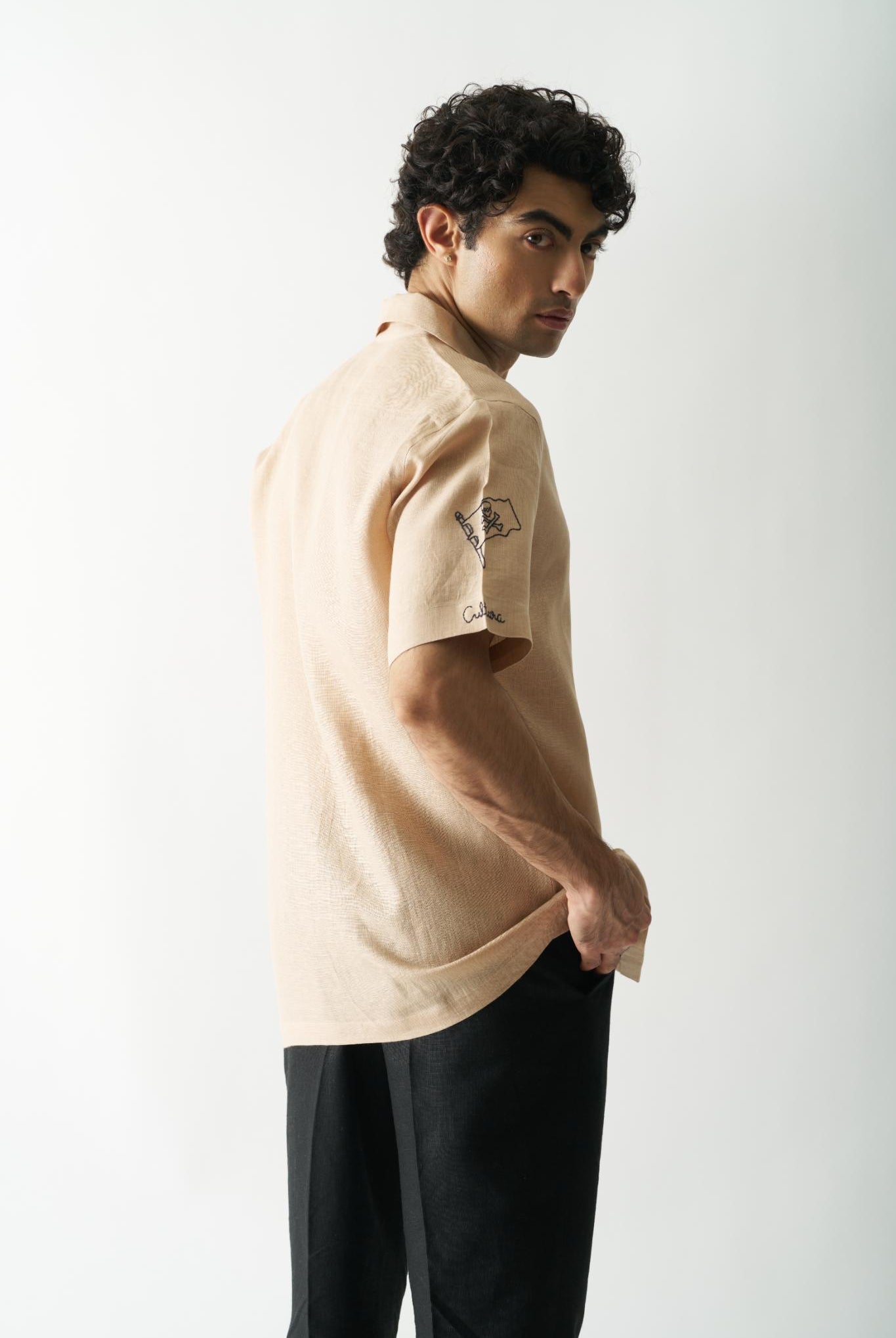 Pirate's Plunder - Mens Hand Embroidered Pure Linen Shirt - CiceroniShirtsCultura Studio
