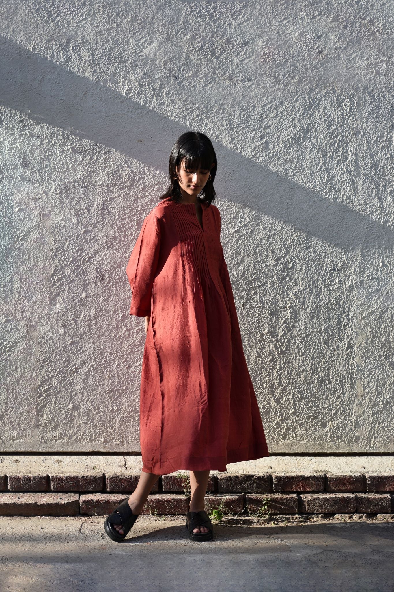 Pleated Dress-Red - CiceroniDresseswith N.