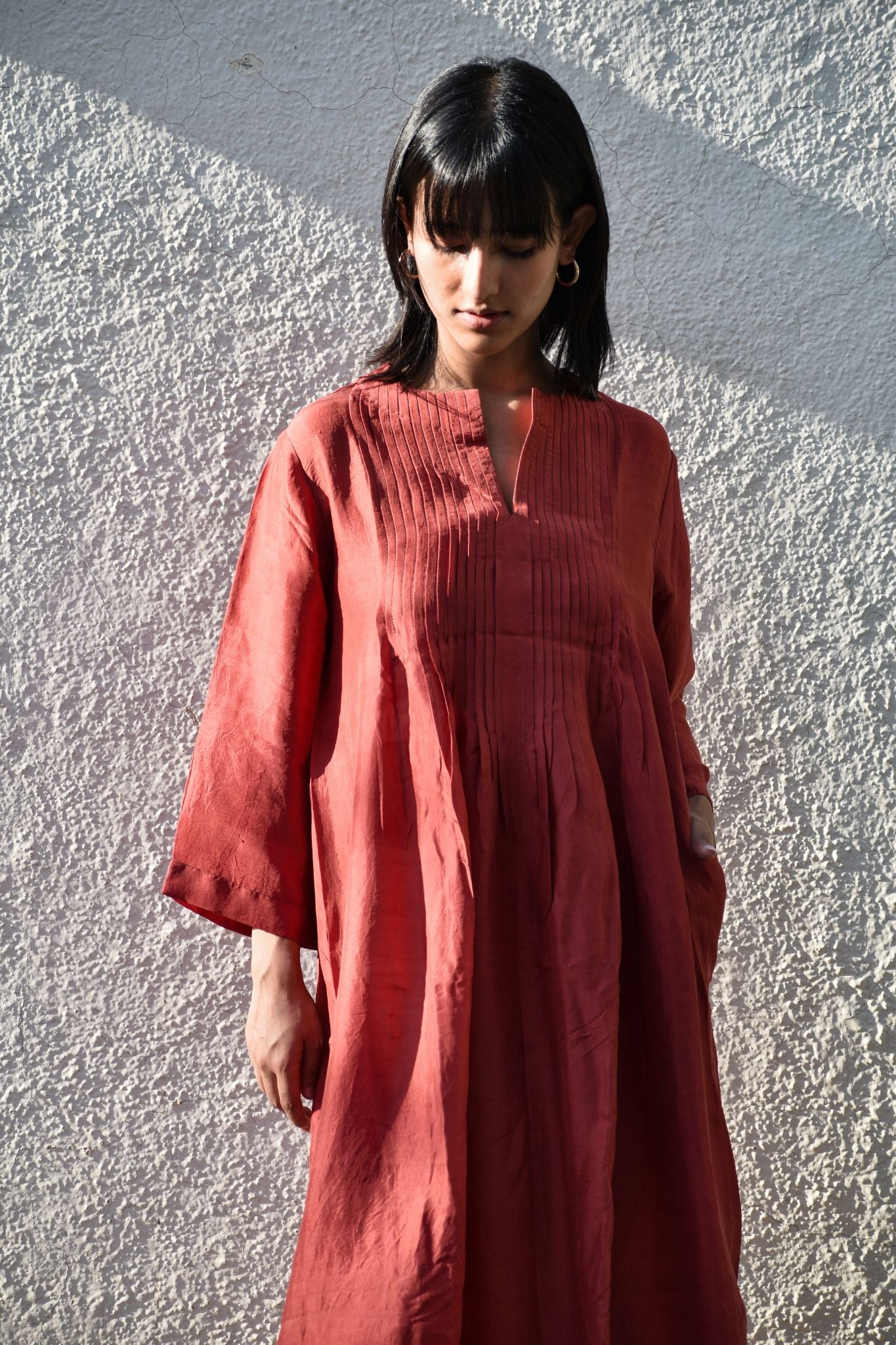 Pleated Dress-Red - CiceroniDresseswith N.