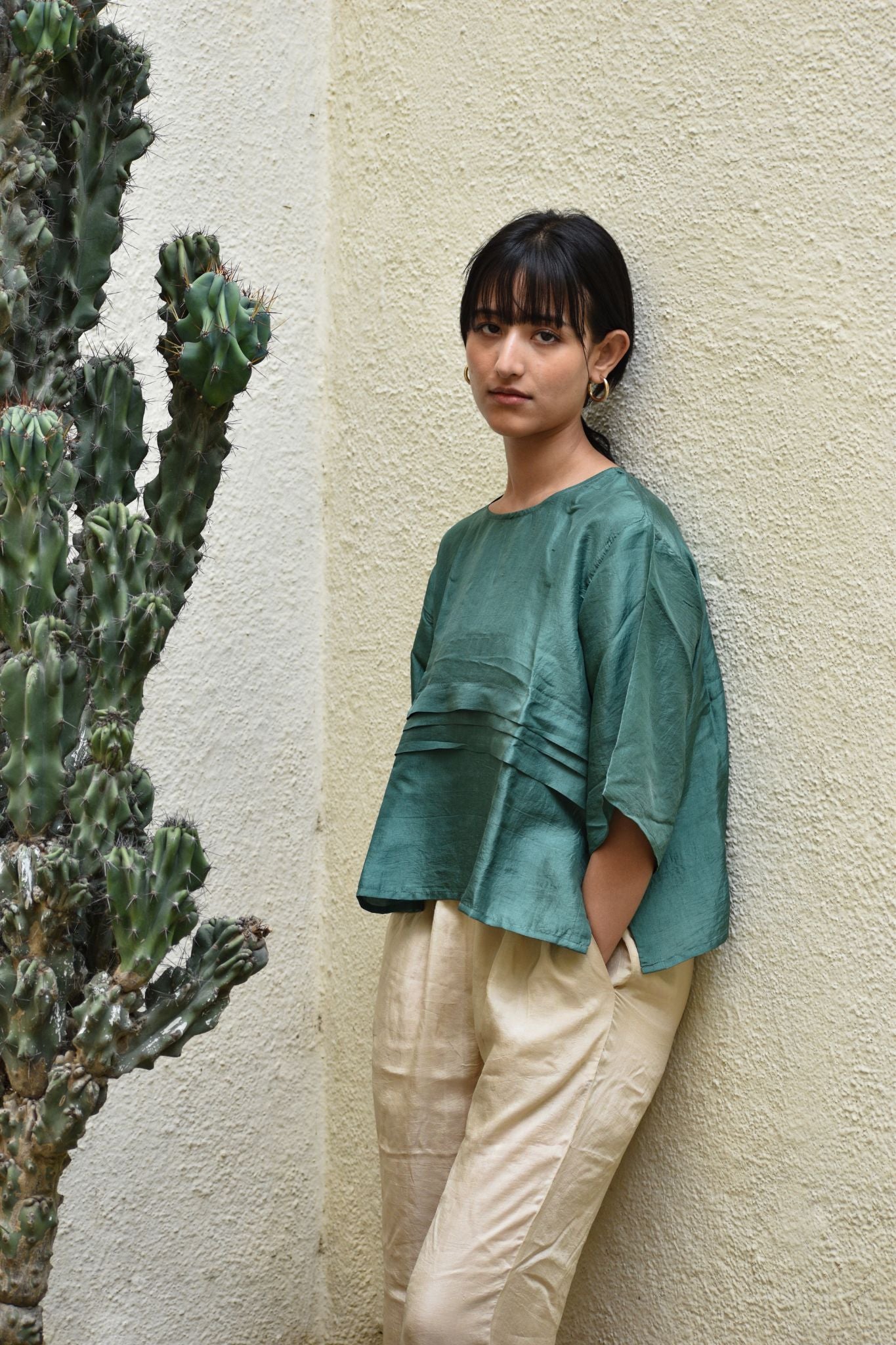 Pleated Top-Green - CiceroniTopswith N.