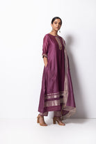 Plum Pink Chanderi Silk Kurta Set with Dupatta - CiceroniBhavik Shah