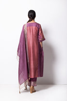 Plum Pink Chanderi Silk Panelled Kurta Set with Dupatta - CiceroniBhavik Shah