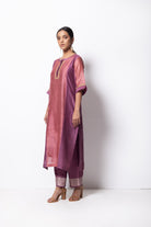 Plum Pink Chanderi Silk Panelled Kurta Set with Dupatta - CiceroniBhavik Shah