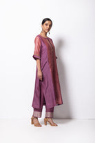 Plum Pink Chanderi Silk Panelled Kurta Set with Dupatta - CiceroniBhavik Shah