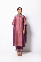 Plum Pink Chanderi Silk Panelled Kurta Set with Dupatta - CiceroniBhavik Shah