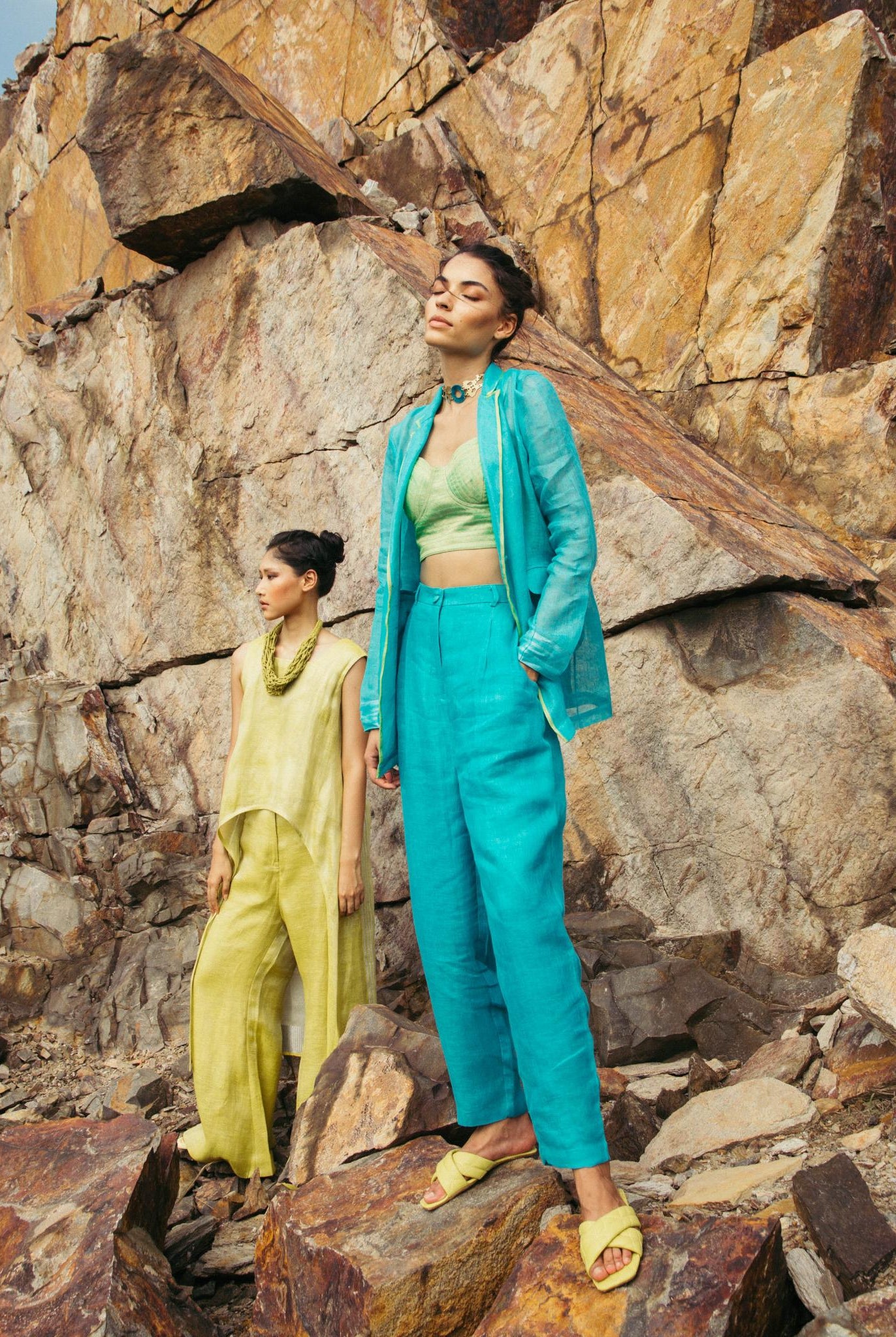 Pool Blue Pantsuit with Bustier - CiceroniCo-ord SetPriyanca Khanna