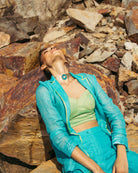 Pool Blue Pantsuit with Bustier - CiceroniCo-ord SetPriyanca Khanna