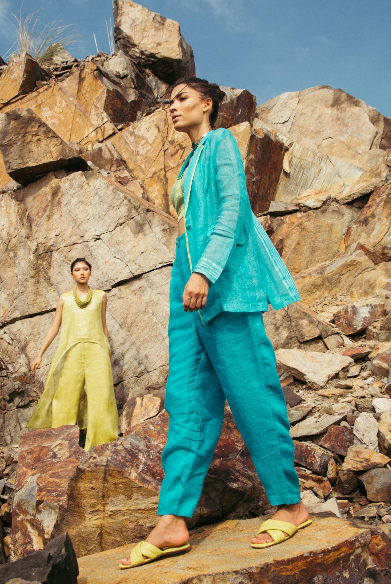 Pool Blue Pantsuit with Bustier - CiceroniCo-ord SetPriyanca Khanna