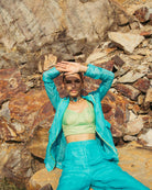 Pool Blue Pantsuit with Bustier - CiceroniCo-ord SetPriyanca Khanna