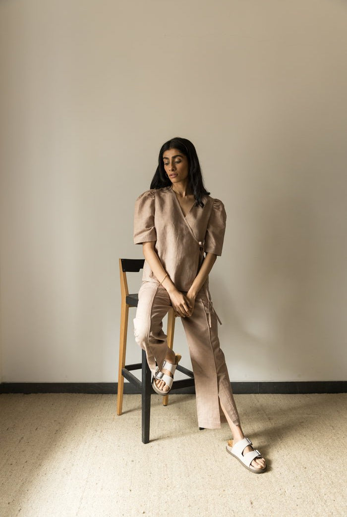 Puff Sleeve Wrap Top - CiceroniTopsAnushé Pirani