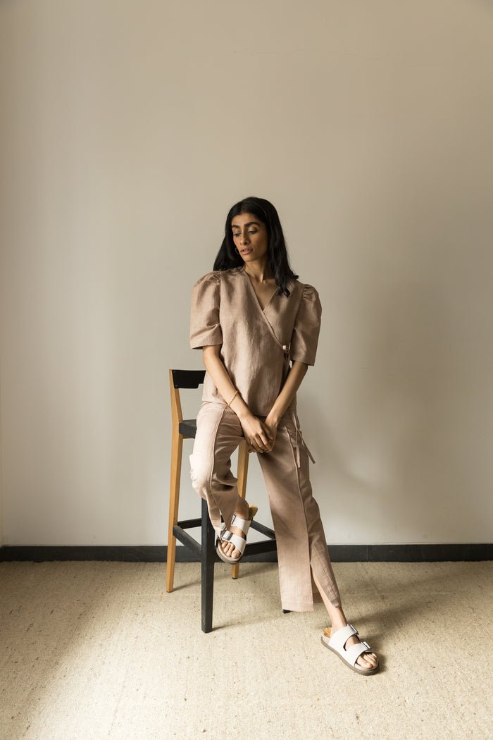 Puff Sleeve Wrap Top - CiceroniTopsAnushé Pirani