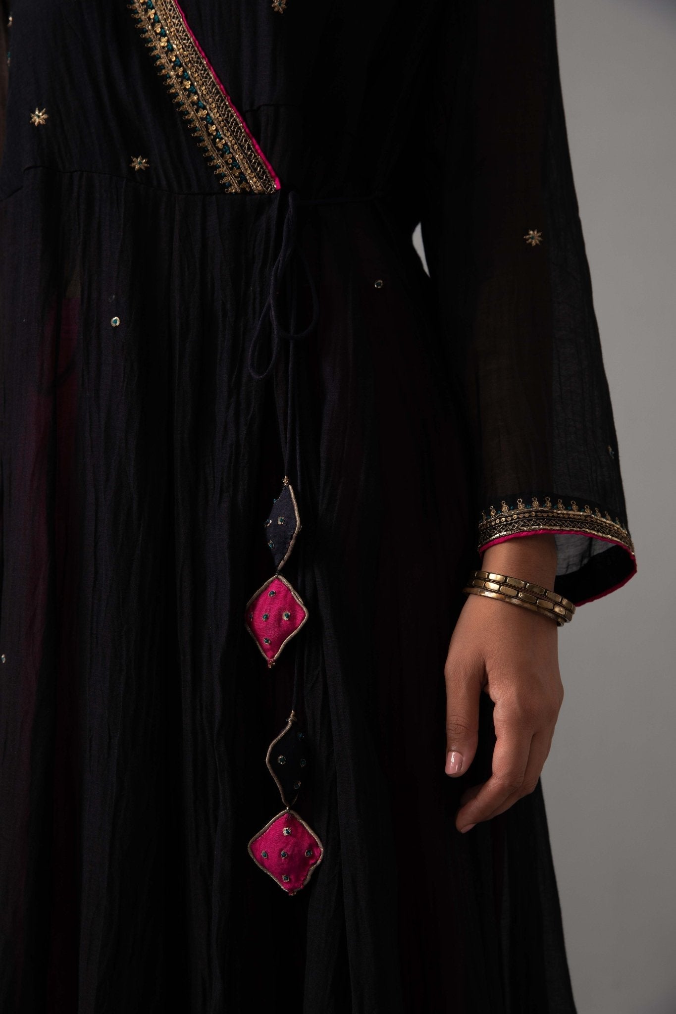 Raha Angrakha Set - Black - CiceroniKurta Set, Festive wearLabel Shreya Sharma