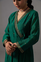 Raha Angrakha Set - Emerald Green - CiceroniKurta Set, Festive wearLabel Shreya Sharma