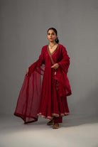 Raha Angrakha Set - Red - CiceroniKurta Set, Festive wearLabel Shreya Sharma