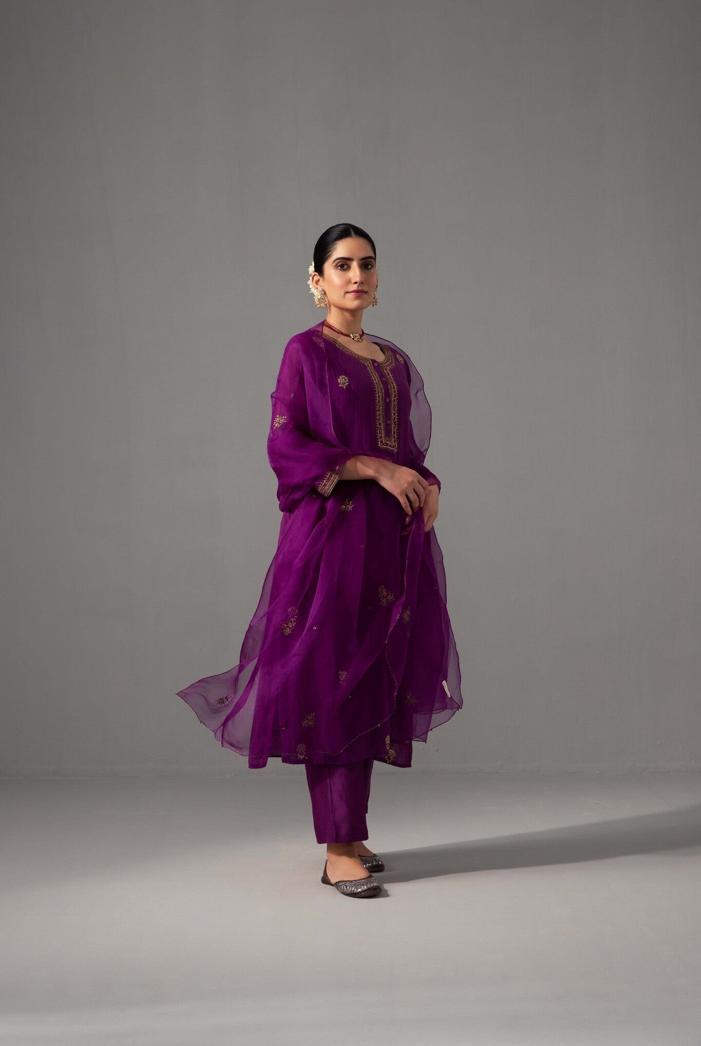 Ramya Kurta Dupatta Set - Aubergine - CiceroniKurta Set, Festive wearLabel Shreya Sharma