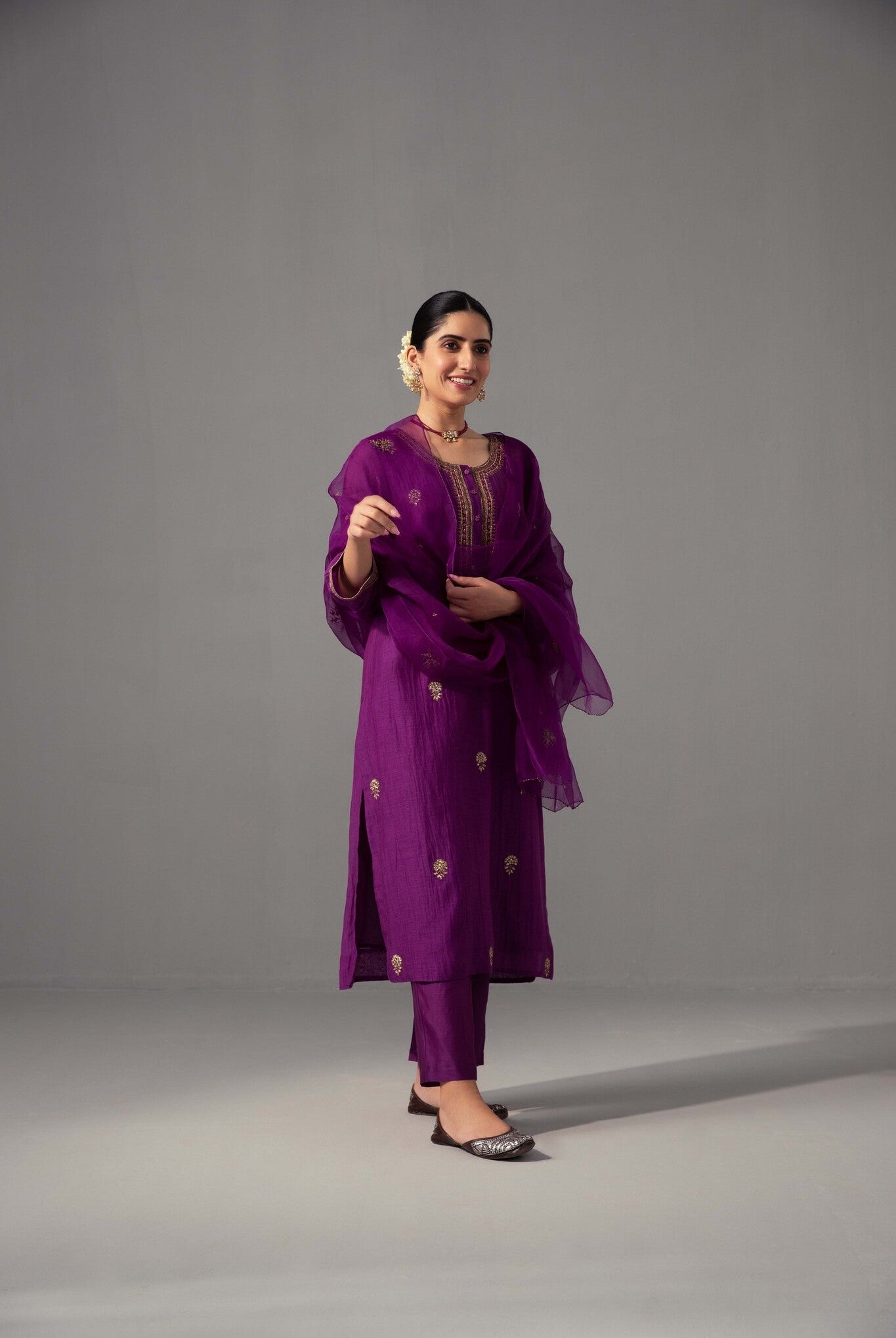 Ramya Kurta Dupatta Set - Aubergine - CiceroniKurta Set, Festive wearLabel Shreya Sharma