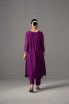 Ramya Kurta Dupatta Set - Aubergine - CiceroniKurta Set, Festive wearLabel Shreya Sharma