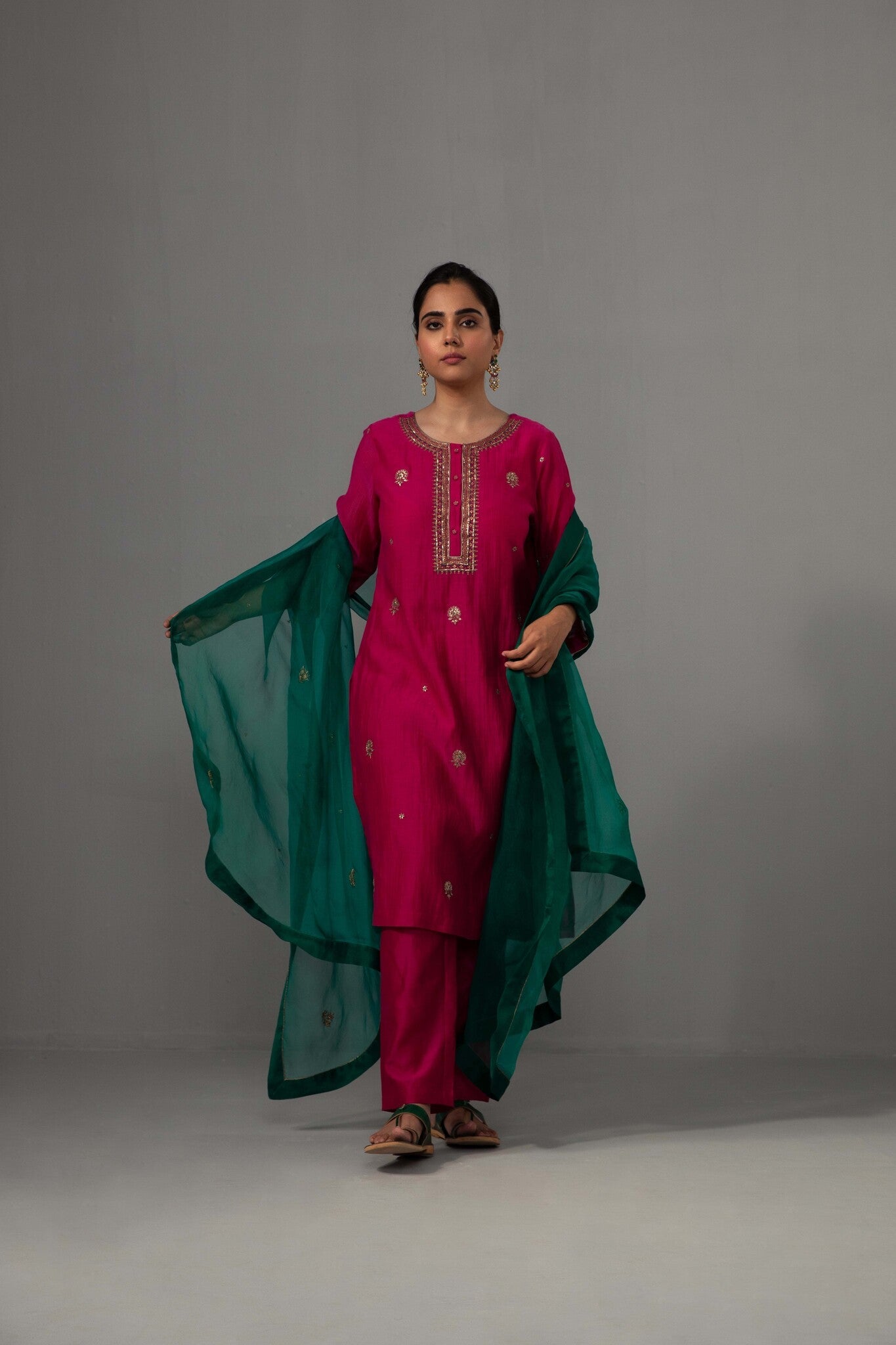Ramya Kurta Dupatta Set - Fuchsia Pink - CiceroniKurta Set, Festive wearLabel Shreya Sharma
