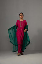 Ramya Kurta Dupatta Set - Fuchsia Pink - CiceroniKurta Set, Festive wearLabel Shreya Sharma
